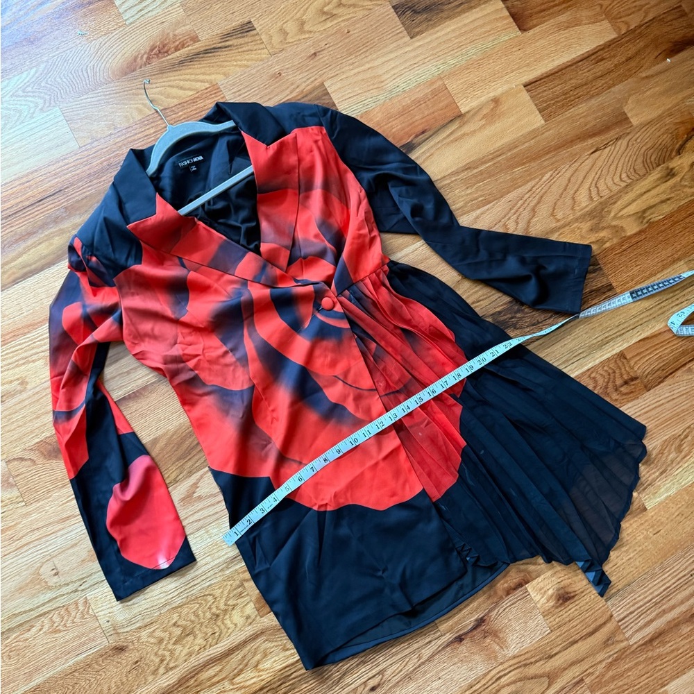 Fashion Nova Red and Black Floral Wrap Mini Dress - Picture 9 of 9
